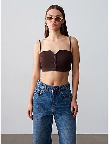 Gilet cropped aderente da donna in tencel dilvin
