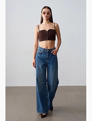 Gilet cropped aderente da donna in tencel dilvin