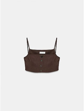 Gilet cropped aderente da donna in tencel dilvin