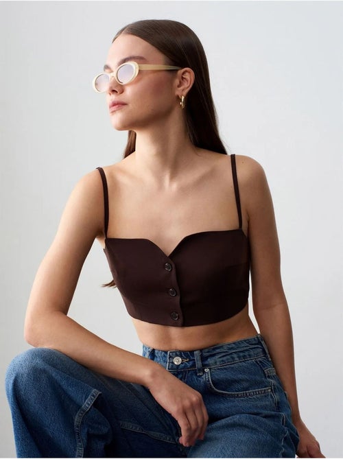 Gilet cropped aderente da donna in tencel dilvin - Kiabi Gilet cropped aderente da donna in tencel dilvin - Kiabi