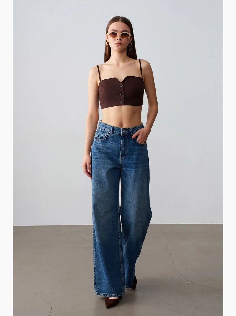 Gilet cropped aderente da donna in tencel dilvin Marrone cioccolato - Kiabi