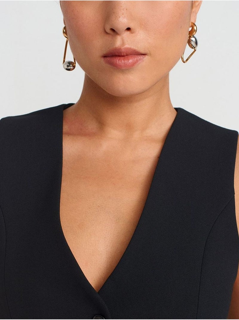 Gilet cropped in crêpe da donna Nero - Kiabi