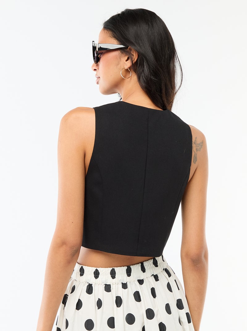 Gilet da abito con apertura asimmetrica abbottonata Nero - Kiabi