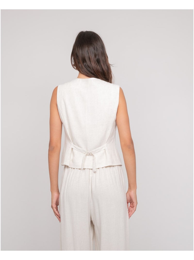 Gilet da barman effetto lino URSILE Beige - Kiabi