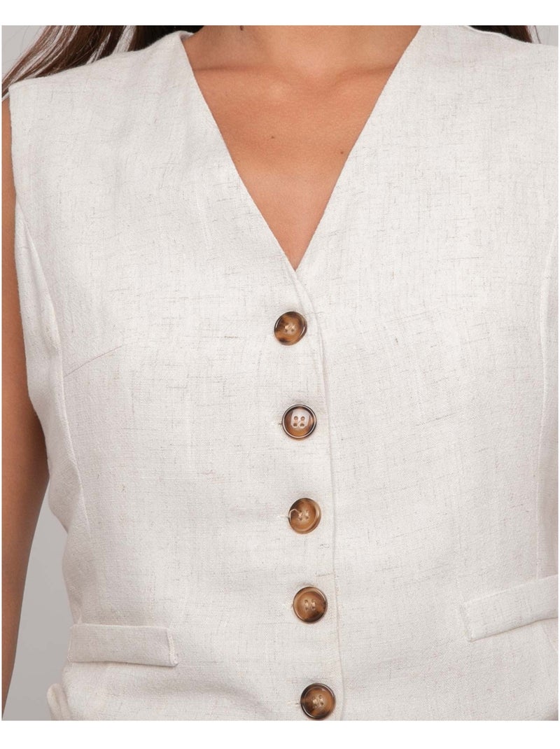 Gilet da barman effetto lino URSILE Beige - Kiabi