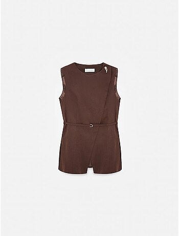 Gilet da donna in popeline di tencel con cintura in vita dilvin