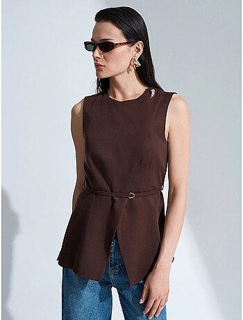Gilet da donna in popeline di tencel con cintura in vita dilvin