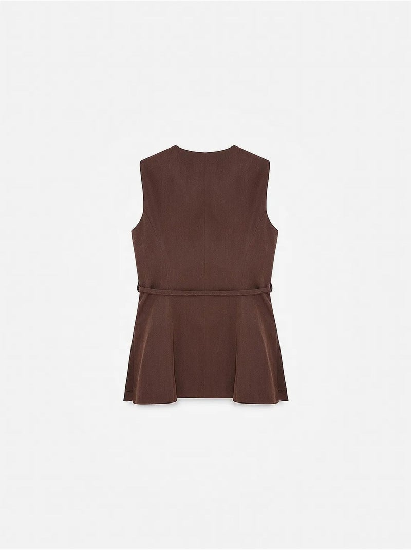 Gilet da donna in popeline di tencel con cintura in vita dilvin Marrone - Kiabi