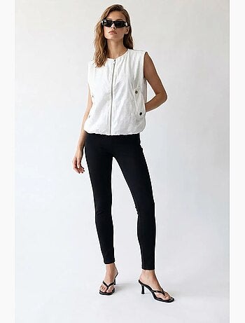 Gilet da donna in popeline tessuto con zip frontale mixray