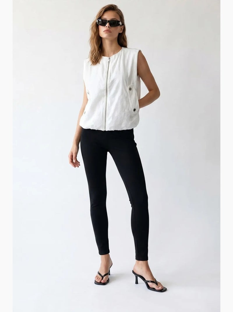 Gilet da donna in popeline tessuto con zip frontale mixray Bianco - Kiabi