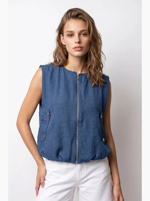 Gilet da donna in popeline tessuto con zip frontale mixray - Kiabi Gilet da donna in popeline tessuto con zip frontale mixray - Kiabi