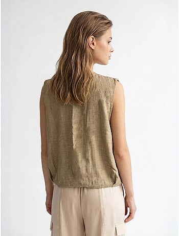 Gilet da donna in popeline tessuto con zip frontale mixray