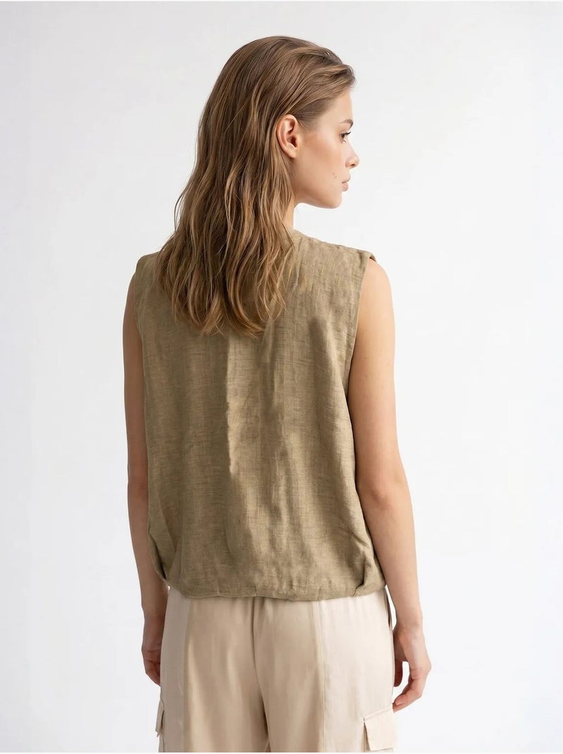 Gilet da donna in popeline tessuto con zip frontale mixray Cachi - Kiabi