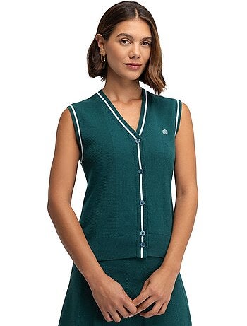 Gilet da golf in maglia con scollo a v da donna golf donna zaharias teal