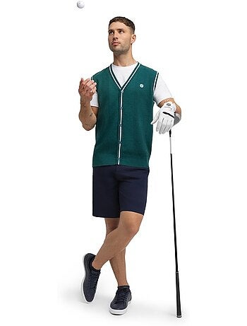 Gilet da golf in maglia con scollo a v da uomo golf uomo carnoustie teal