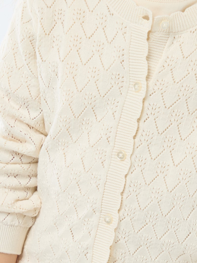 Gilet fantasia in maglia traforata Bianco - Kiabi