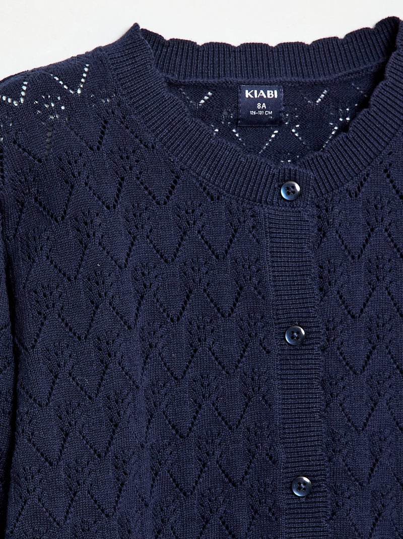 Gilet fantasia in maglia traforata Blu - Kiabi