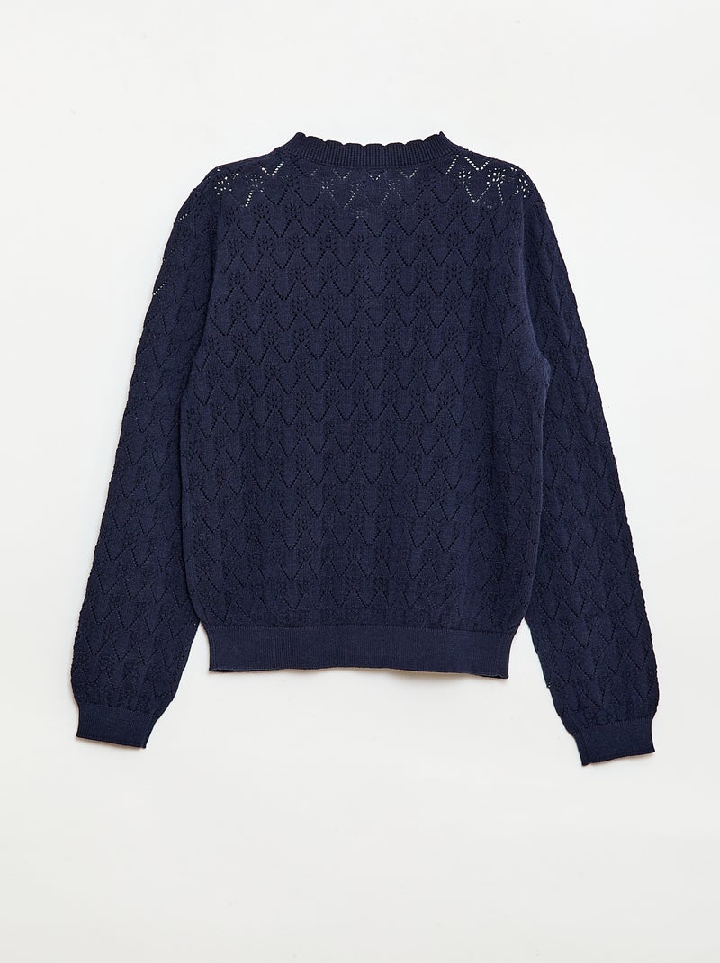 Gilet fantasia in maglia traforata Blu - Kiabi