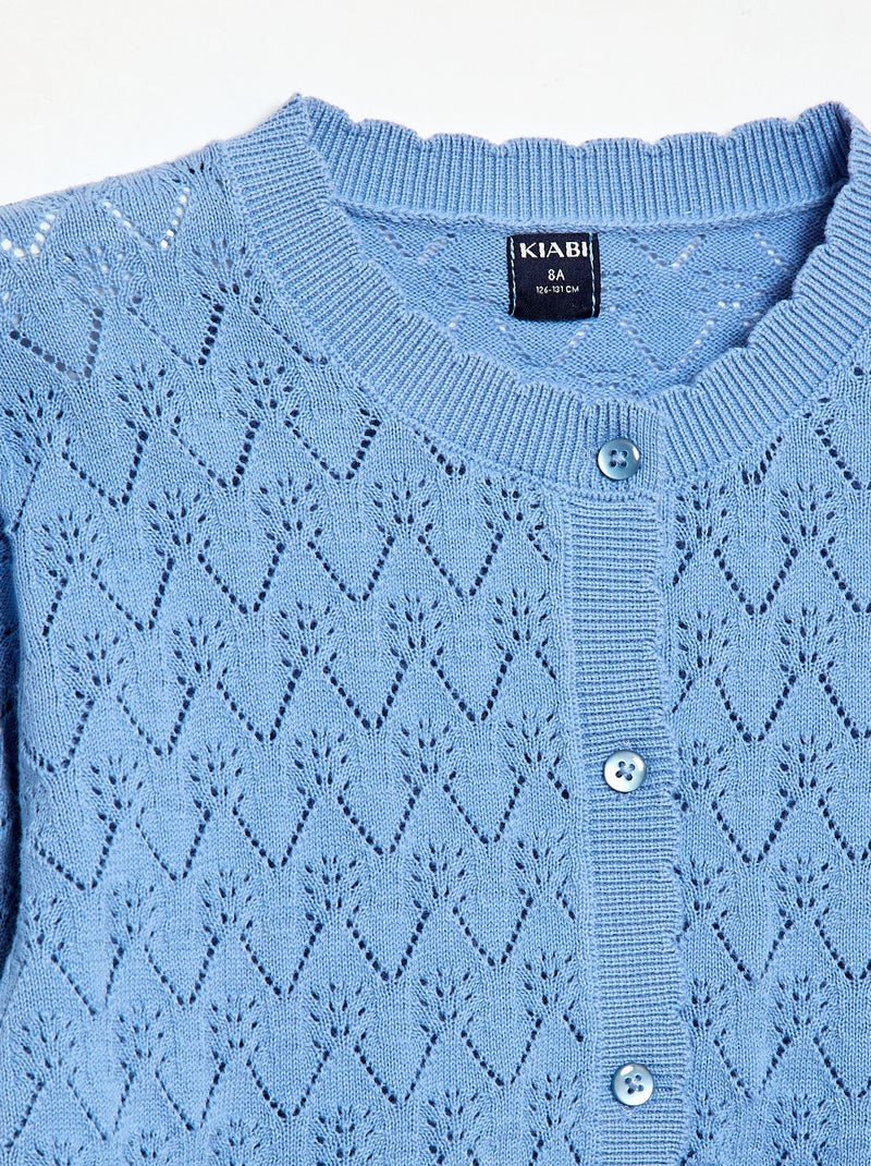 Gilet fantasia in maglia traforata Blu - Kiabi