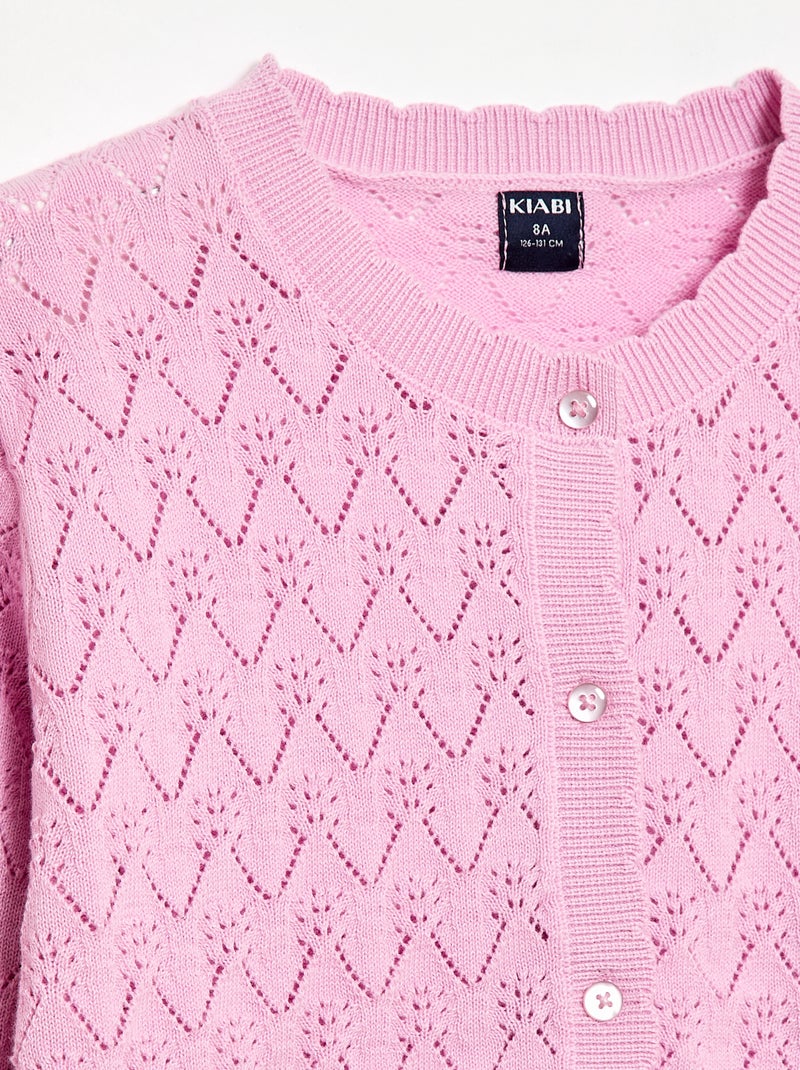Gilet fantasia in maglia traforata Rosa - Kiabi