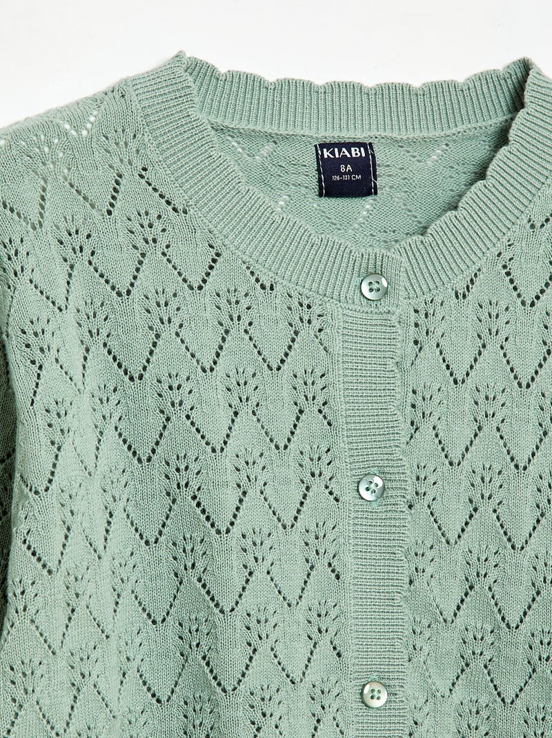 Gilet fantasia in maglia traforata Verde - Kiabi
