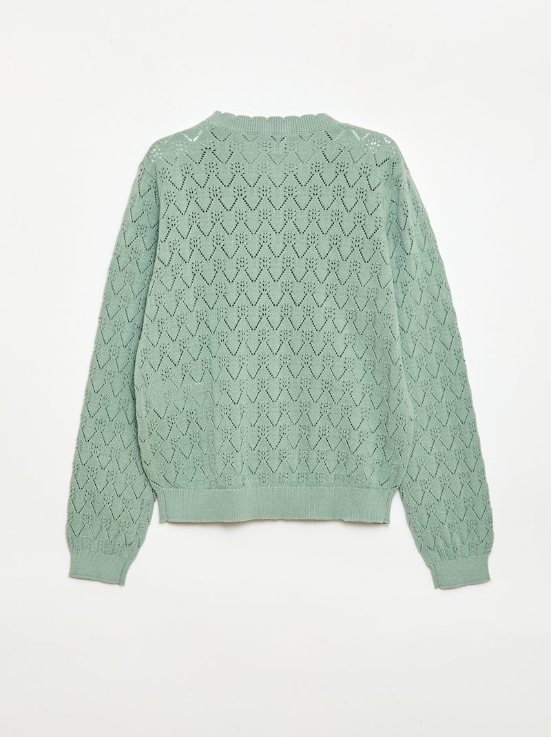 Gilet fantasia in maglia traforata Verde - Kiabi