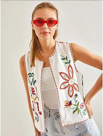 Gilet foderato con ricamo dettagliato lucci