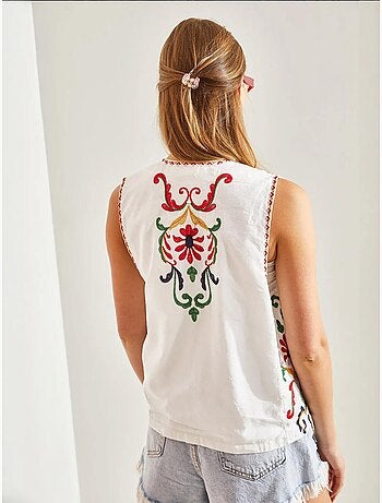 Gilet foderato con ricamo dettagliato lucci