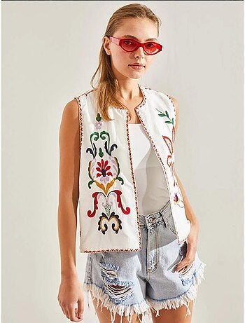 Gilet foderato con ricamo dettagliato lucci