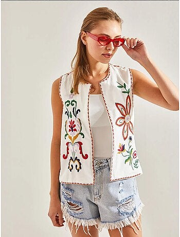 Gilet foderato con ricamo dettagliato lucci