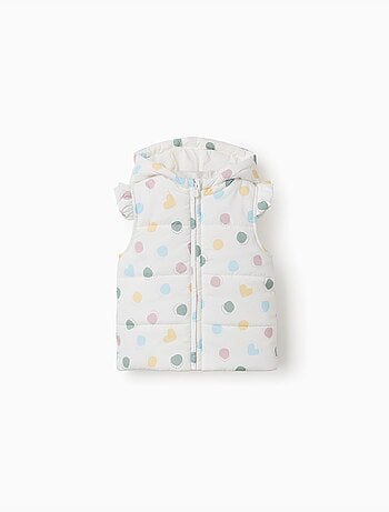 Gilet imbottito con cappuccio con motivo cuori e pois