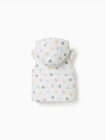 Gilet imbottito con cappuccio con motivo cuori e pois