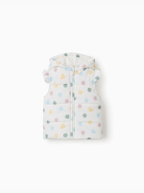 Gilet imbottito con cappuccio con motivo cuori e pois - Kiabi Gilet imbottito con cappuccio con motivo cuori e pois - Kiabi