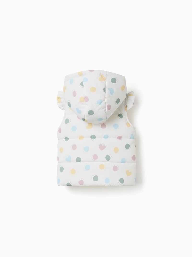 Gilet imbottito con cappuccio con motivo cuori e pois Bianco - Kiabi