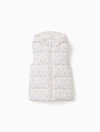 Gilet imbottito con cappuccio con motivo floreale