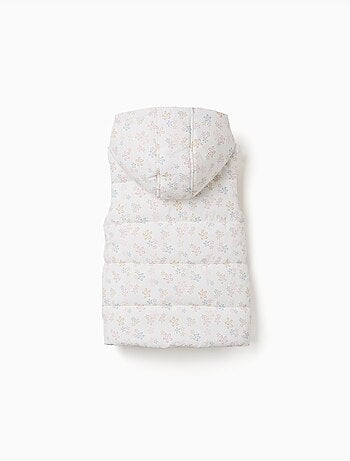 Gilet imbottito con cappuccio con motivo floreale