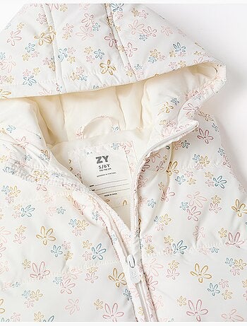 Gilet imbottito con cappuccio con motivo floreale