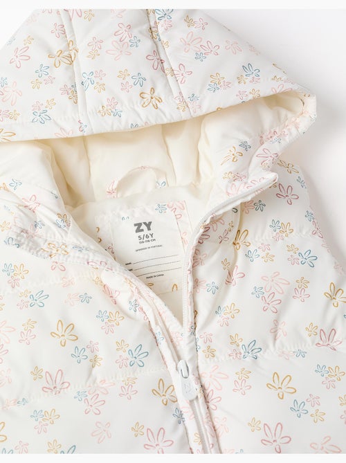 Gilet imbottito con cappuccio con motivo floreale - Kiabi Gilet imbottito con cappuccio con motivo floreale - Kiabi