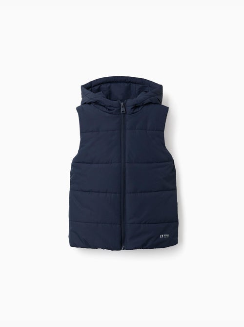 Gilet imbottito con cappuccio e cerniera frontale - Kiabi