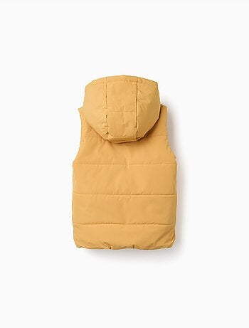 Gilet imbottito con cappuccio e cerniera frontale