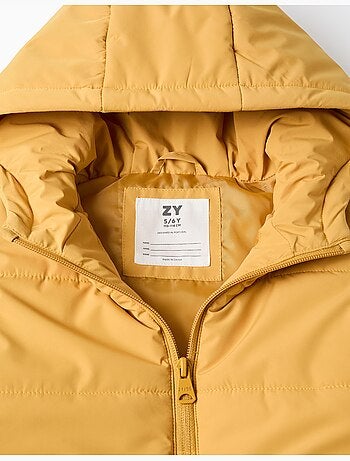 Gilet imbottito con cappuccio e cerniera frontale