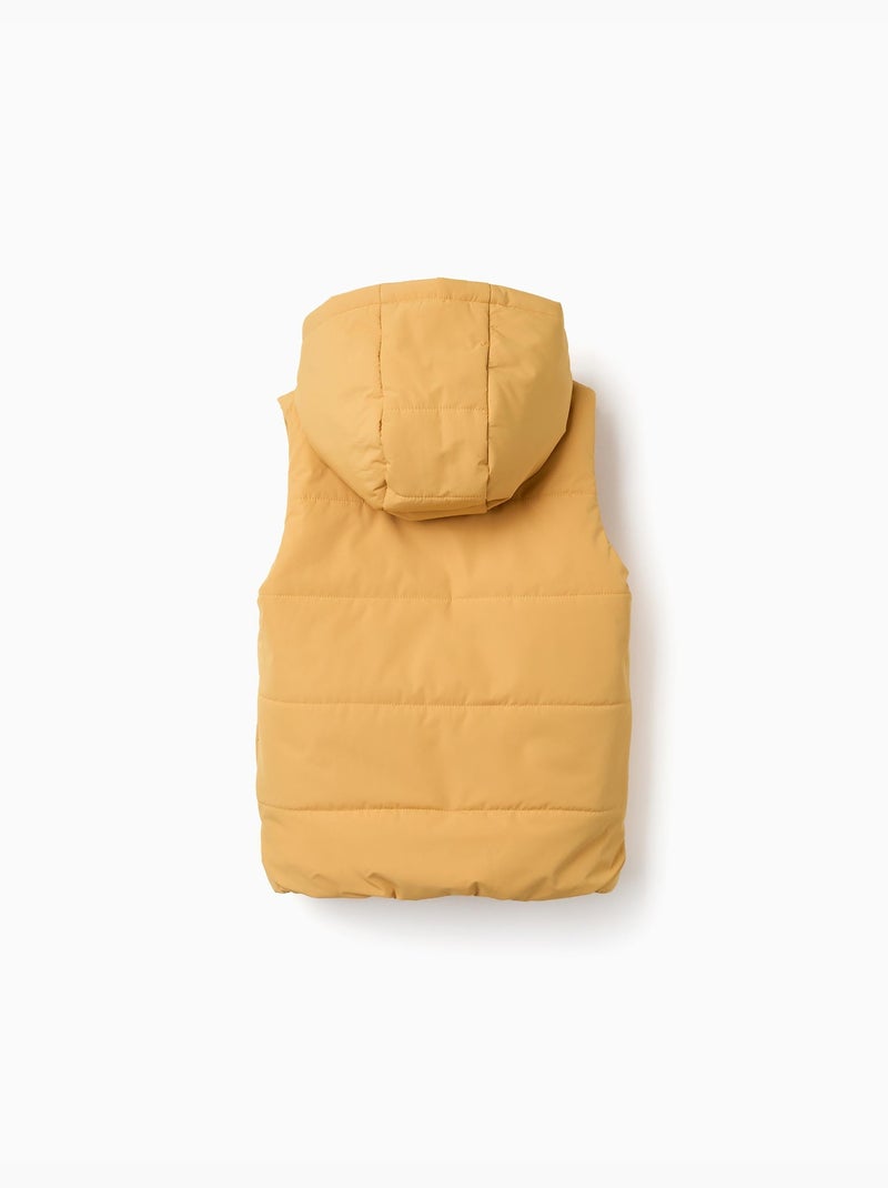 Gilet imbottito con cappuccio e cerniera frontale Giallo - Kiabi
