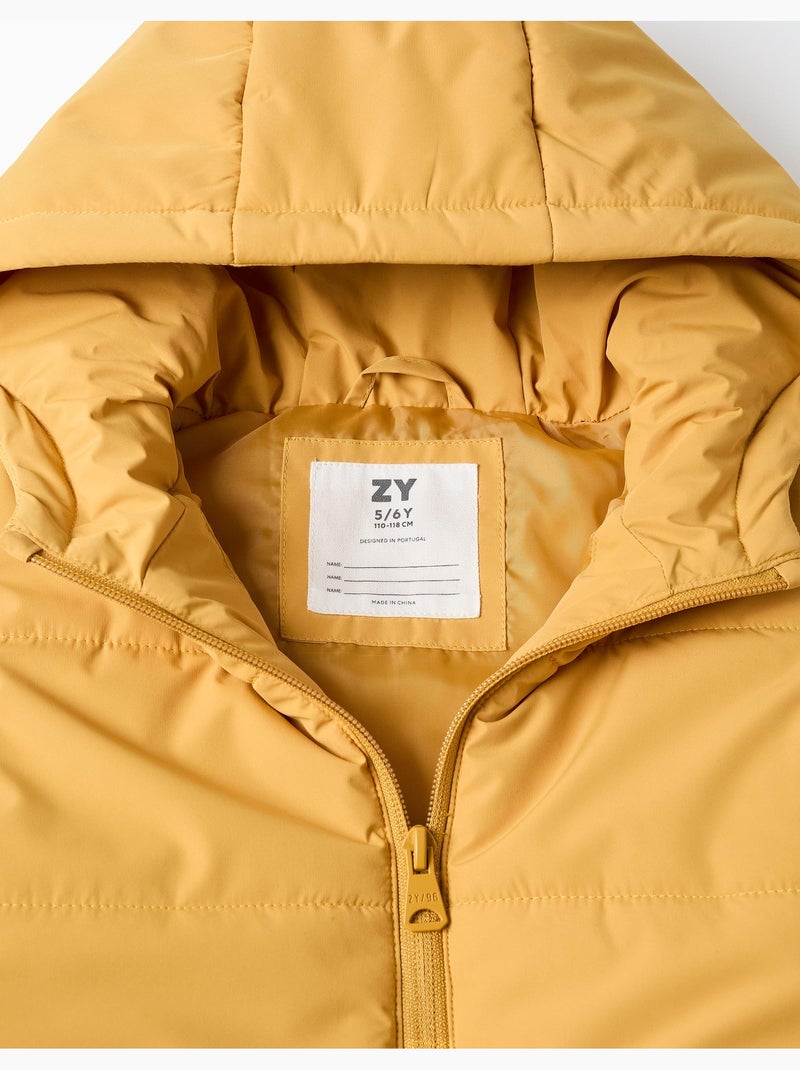 Gilet imbottito con cappuccio e cerniera frontale Giallo - Kiabi
