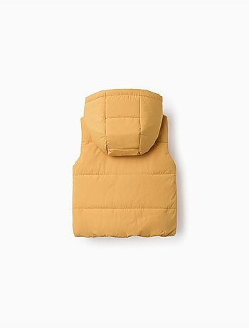 Gilet imbottito con cappuccio e cerniera frontale