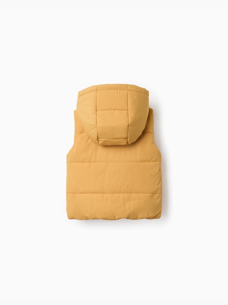 Gilet imbottito con cappuccio e cerniera frontale Giallo - Kiabi
