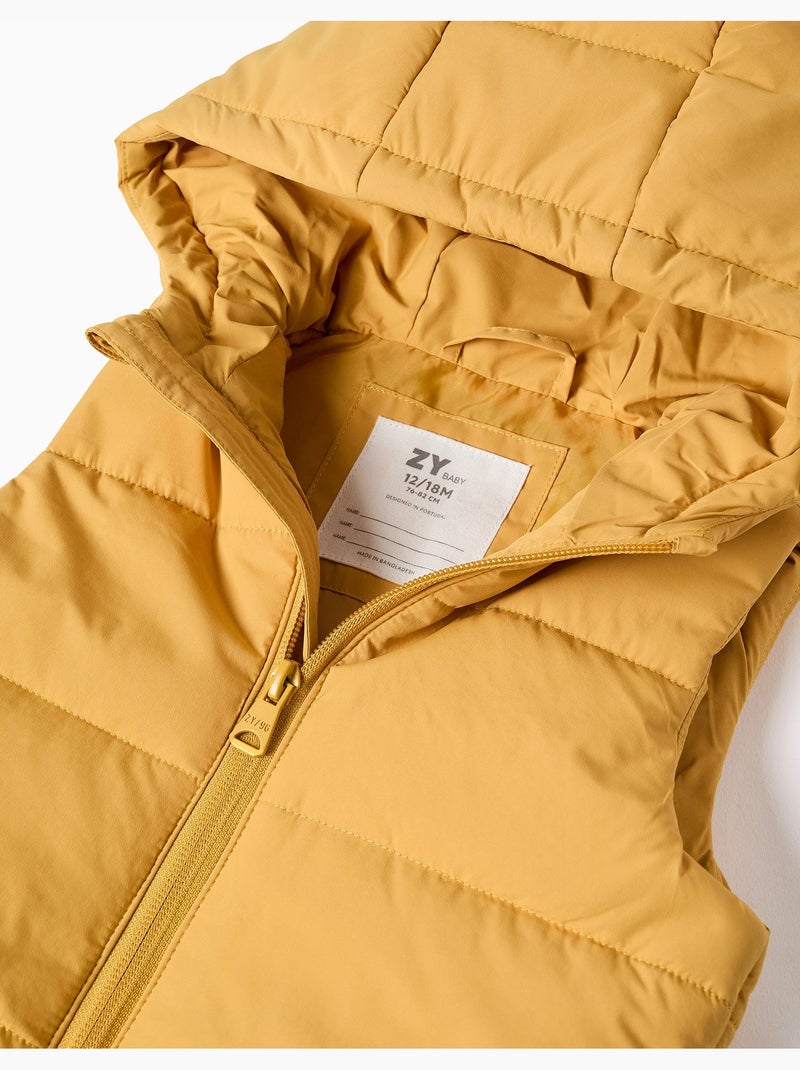 Gilet imbottito con cappuccio e cerniera frontale Giallo - Kiabi