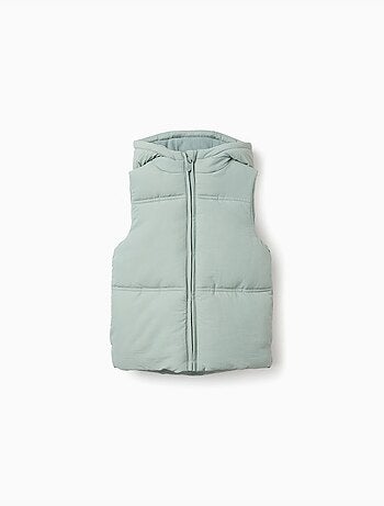 Gilet imbottito con cappuccio e fodera in pile