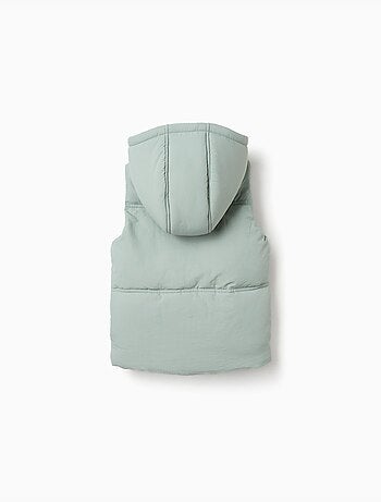 Gilet imbottito con cappuccio e fodera in pile