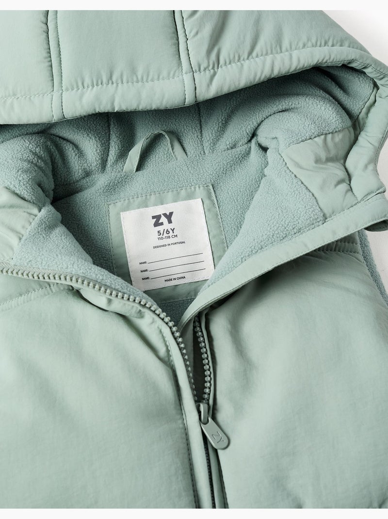 Gilet imbottito con cappuccio e fodera in pile Verde - Kiabi