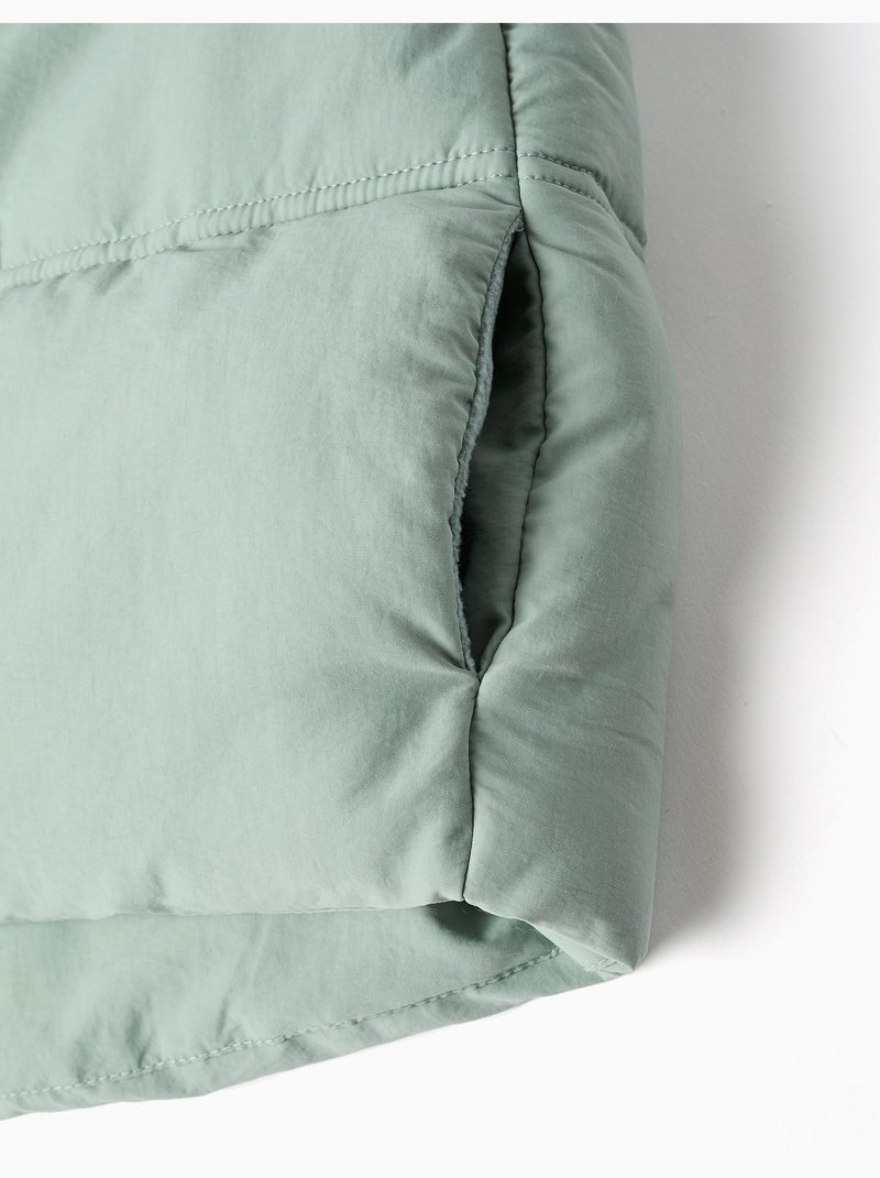 Gilet imbottito con cappuccio e fodera in pile Verde - Kiabi
